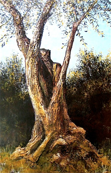 Malerei mit dem Titel "Olivenbaum 10" von Daniel Rohrbach, Original-Kunstwerk, Acryl