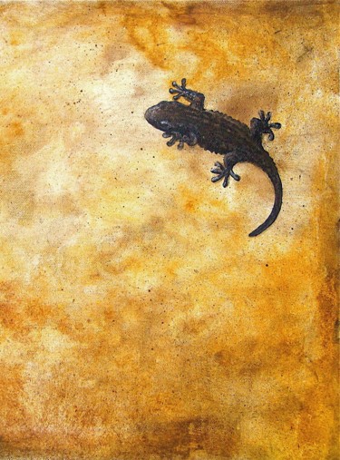 Ζωγραφική με τίτλο "Gecko" από Daniel Rohrbach, Αυθεντικά έργα τέχνης, Ακρυλικό