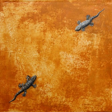 Malerei mit dem Titel "Gecko 2" von Daniel Rohrbach, Original-Kunstwerk, Acryl