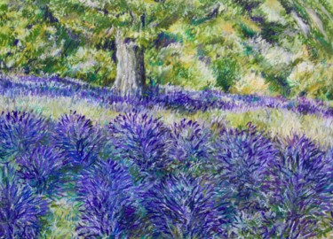 Malerei mit dem Titel "Unter dem Baum" von Daniel Rohrbach, Original-Kunstwerk, Pastell