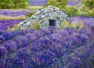 Painting titled "Borie im Lavendelfe…" by Daniel Rohrbach, Original Artwork, Pastel