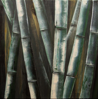 Peinture intitulée "Bambusstangen" par Daniel Rohrbach, Œuvre d'art originale, Acrylique