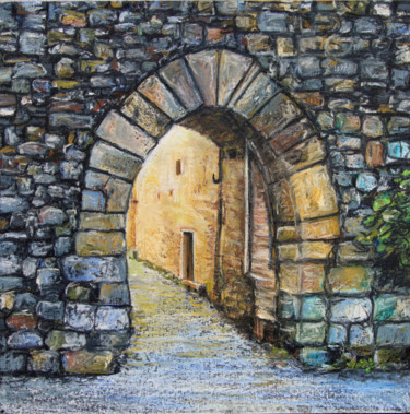 Painting titled "Stadttor" by Daniel Rohrbach, Original Artwork, Pastel