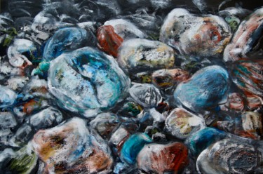 Peinture intitulée "Riverstones" par Daniel Rohrbach, Œuvre d'art originale, Pastel