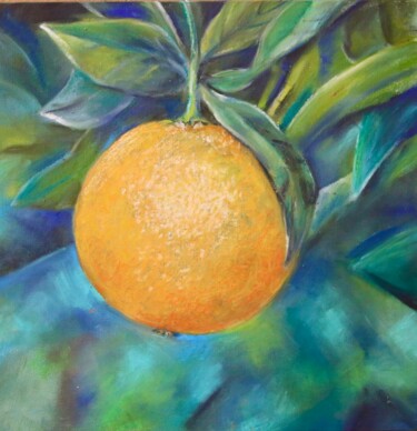 Malerei mit dem Titel "Orange" von Daniel Rohrbach, Original-Kunstwerk, Pastell