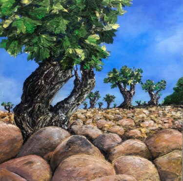 Malerei mit dem Titel "Vineyard Provence" von Daniel Rohrbach, Original-Kunstwerk, Acryl