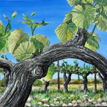 Malerei mit dem Titel "young grape leaves" von Daniel Rohrbach, Original-Kunstwerk, Acryl