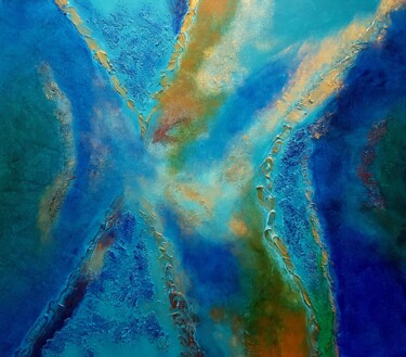 Painting titled "Over the sea! Abstr…" by Eriola Tafaj, Original Artwork, Acrylic