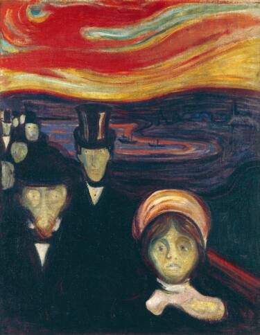 Malerei mit dem Titel "L'anxiété" von Edvard Munch, Original-Kunstwerk, Öl