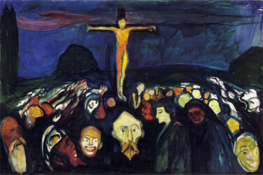 Painting titled "Golgotha" by Edvard Munch, Original Artwork, Oil