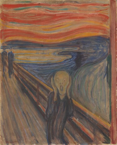 绘画 标题为“Le cri” 由Edvard Munch, 原创艺术品, 彩画