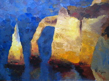 Peinture intitulée "Soleil sur la falai…" par Edwige Figura, Œuvre d'art originale, Acrylique Monté sur Châssis en bois