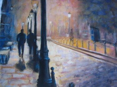 Painting titled "Paris au coeur de l…" by Edwige Figura, Original Artwork, Pastel