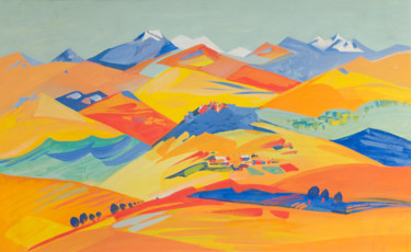 Painting titled ""View: Armenia"" by Edward Artsrunyan, Original Artwork, Tempera