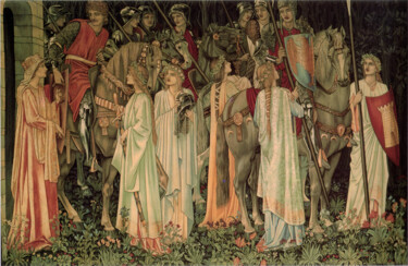Art textile intitulée "L'armement et le dé…" par Edward Burne-Jones, Œuvre d'art originale, Tapisserie