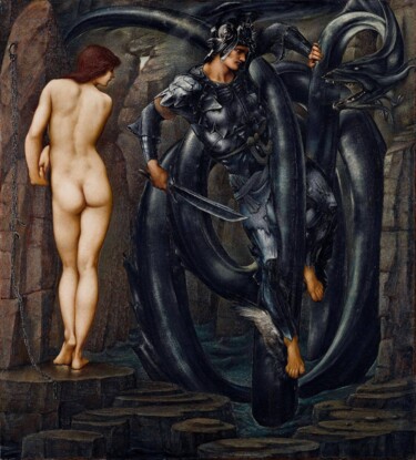 "Cycle de Persée 7 :…" başlıklı Tablo Edward Burne-Jones tarafından, Orijinal sanat, Petrol