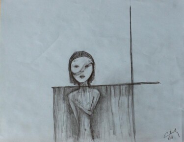 Drawing titled "asian girl in shower" by Edward Chernesky, Original Artwork