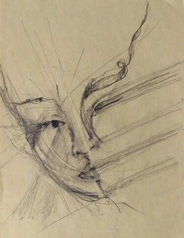 Drawing titled "asian girl face" by Edward Chernesky, Original Artwork
