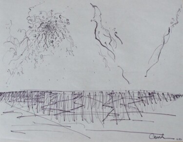 Drawing titled "Fireworks" by Edward Chernesky, Original Artwork