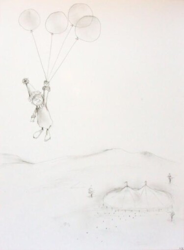 Drawing titled "clown with balloons" by Edward Chernesky, Original Artwork