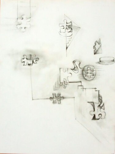 Drawing titled "puzzle piece circus" by Edward Chernesky, Original Artwork