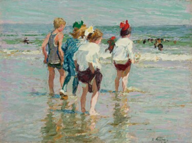 Schilderij getiteld "Journée d'été, Brig…" door Edward Henry Potthast, Origineel Kunstwerk, Olie