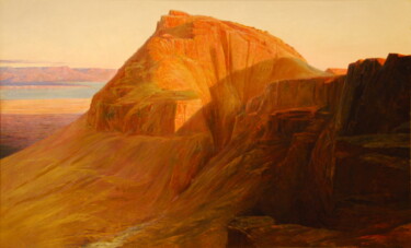 Peinture intitulée "Massada sur la mer…" par Edward Lear, Œuvre d'art originale, Huile