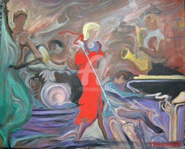 Peinture intitulée "JAZZBAND" par Edward Misiaszek, Œuvre d'art originale, Huile