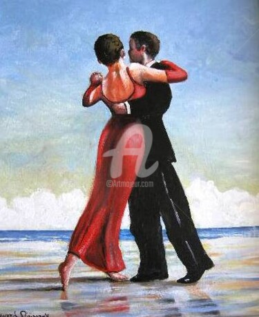 Painting titled "DANSE PLAGE" by Edward Misiaszek, Original Artwork, Oil