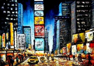 Картина под названием "7 avenue" - Edward Misiaszek, Подлинное произведение искусства, Масло