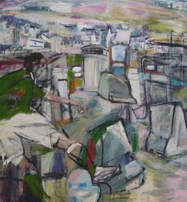 Malerei mit dem Titel "Tor für Palästina" von Annamalt & Edward Naujok, Original-Kunstwerk, Öl