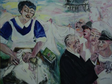 Malerei mit dem Titel "aus der Wäsche aufe…" von Annamalt & Edward Naujok, Original-Kunstwerk