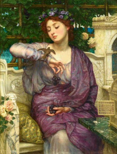 Pintura intitulada "Lesbia et son moine…" por Edward Poynter, Obras de arte originais, Óleo