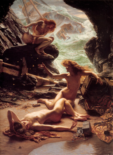 Pintura titulada "Grotte des Nymphes…" por Edward Poynter, Obra de arte original, Oleo