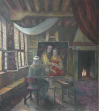 Painting titled "In Rembrandt Studio…" by Edward Tabachnik, Original Artwork, Oil