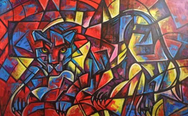 Peinture intitulée "Puma" par Edward Yov, Œuvre d'art originale, Acrylique
