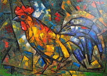 Pintura intitulada "cock" por Edward Yov, Obras de arte originais, Óleo