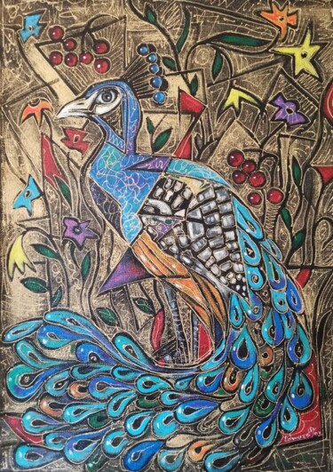 绘画 标题为“Edward Yov - Peacock” 由Edward Yov, 原创艺术品, 丙烯
