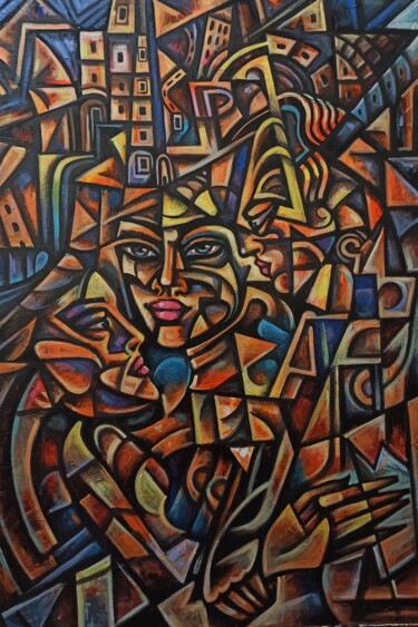 Картина под названием "THREE OF DANCING" - Edward Yov, Подлинное произведение искусства, Акрил