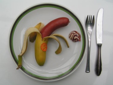 Malerei mit dem Titel "Bananenwurst" von Edward Naujok, Original-Kunstwerk