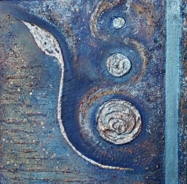 Painting titled "Fleur d'espace" by Edwige Argant, Original Artwork, Acrylic Mounted on Wood Stretcher frame