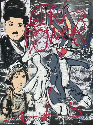 Картина под названием "Girl power" - Edwige Col, Подлинное произведение искусства, Акрил Установлен на Деревянная рама для н…