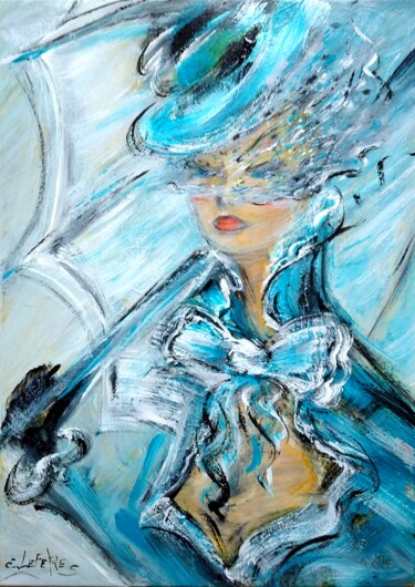 Painting titled ""NOEMIE" A VENDRE L…" by Edwige (Edges) Lefevre, Original Artwork, Acrylic Mounted on Wood Stretcher frame