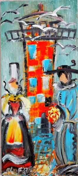 Painting titled "COURTOISIE BRETONNE…" by Edwige (Edges) Lefevre, Original Artwork, Oil Mounted on Wood Panel