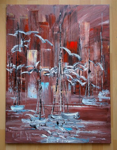 Malerei mit dem Titel "MIGRATION  A VENDRE…" von Edwige (Edges) Lefevre, Original-Kunstwerk, Öl Auf Keilrahmen aus Holz mont…