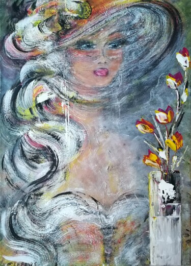 Painting titled "Les fleurs d'EMMA" by Edwige (Edges) Lefevre, Original Artwork, Acrylic