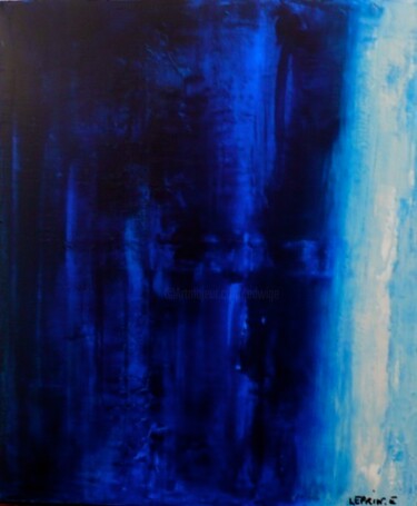 Painting titled "LOST IN BLUE" by Edwige Leprin, Original Artwork, Oil
