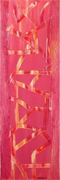 Malerei mit dem Titel "ROSE BONBON PAR YOH…" von Edwige Leprin, Original-Kunstwerk, Öl