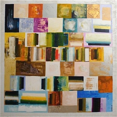 Painting titled "PATCHWORK MIKADO" by Edwige Leprin, Original Artwork, Oil