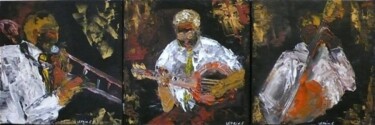 Painting titled "JAZZ BAND TRIO  TRI…" by Edwige Leprin, Original Artwork, Oil